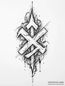 Rune, concept art for tattoo, on a clean whit... - эскиз тату (№1754392534_0, 05.08.2025 11:15) — Tatufoto.com