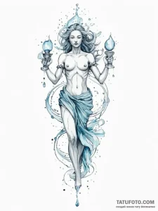 Tattoo sketch aquarius's water-bearer, a mini... - эскиз тату (№1754392734_0, 05.08.2025 11:18) — Tatufoto.com