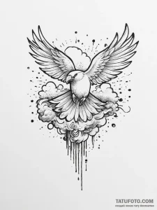 Tattoo sketch a cloud turning into a bird in... - эскиз тату (№1754393128_0, 05.08.2025 11:25) — Tatufoto.com