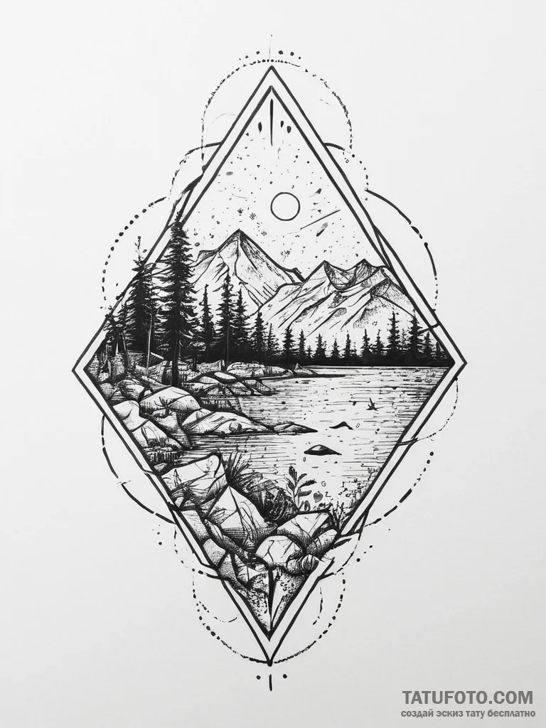 Tattoo design a shattered screen effect with... - эскиз тату (№1754393727_0, 05.08.2025 11:35) — Tatufoto.com