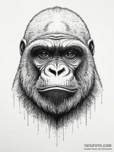 A silverback gorilla looking thoughtfully int... - эскиз тату (№1754395943_0, 05.08.2025 12:12) — Tatufoto.com