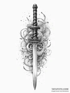 Tattoo sketch a katana or samurai sword pierc... - эскиз тату (№1754396747_0, 05.08.2025 12:25) — Tatufoto.com