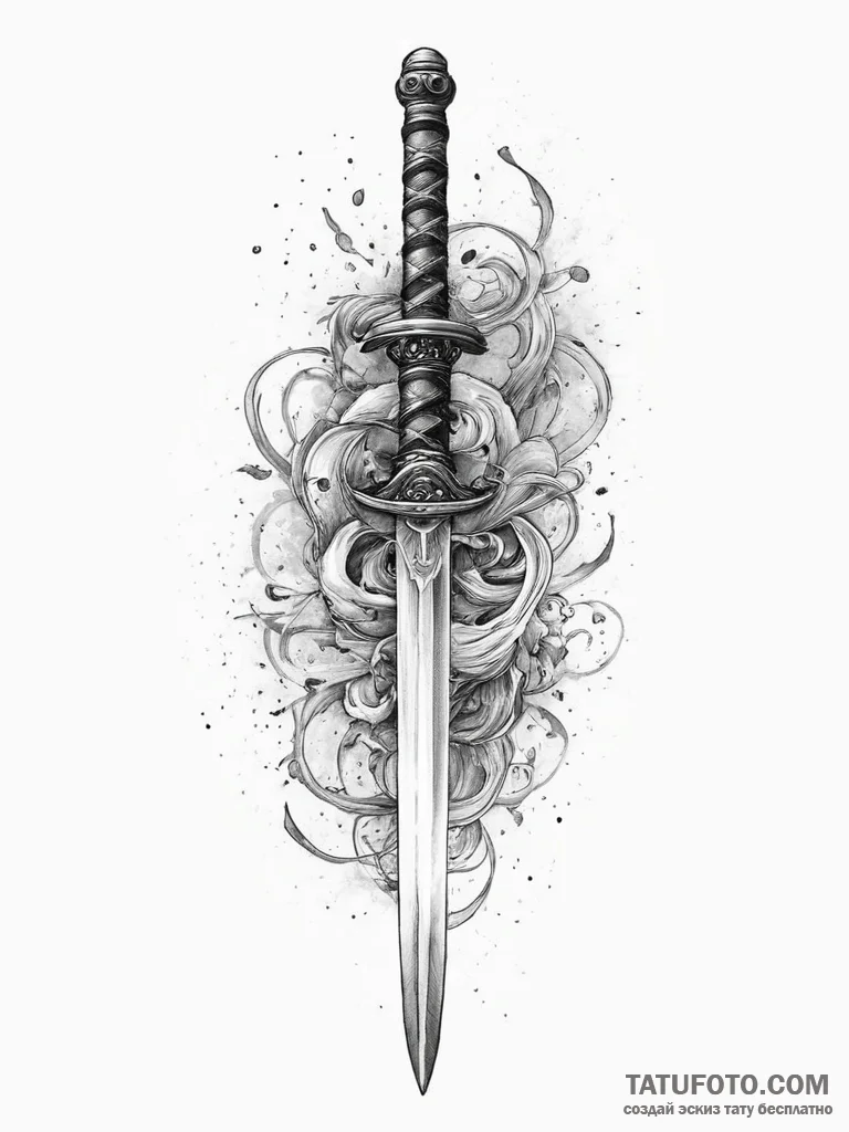 Tattoo sketch a katana or samurai sword pierc... - эскиз тату (№1754396747_0, 05.08.2025 12:25) — Tatufoto.com