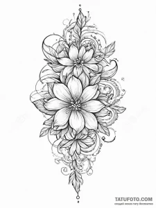 Jasmine, artistic tattoo sketch, fine lines,... - эскиз тату (№1754397559_0, 05.08.2025 12:39) — Tatufoto.com