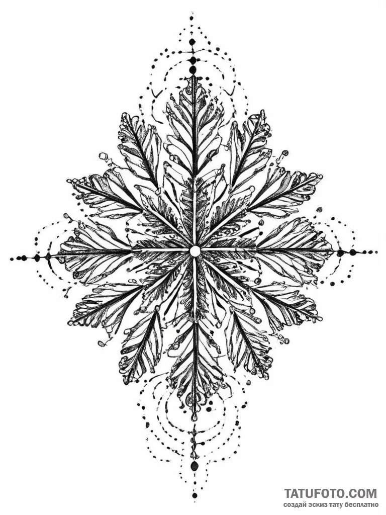 Snowflake, tattoo line art, trash polka tatto... - эскиз тату (№1754398569_0, 05.08.2025 12:56) — Tatufoto.com