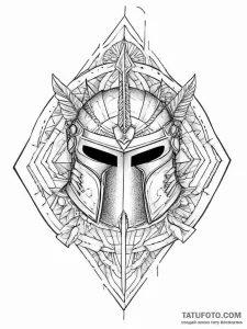 A spartan helmet with an arrow in it (is ther... - эскиз тату (№1754399970_0, 05.08.2025 13:19) — Tatufoto.com
