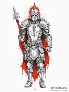Tattoo design: a powerful slavic warrior clad... - эскиз тату (№1754400579_0, 05.08.2025 13:29) — Tatufoto.com