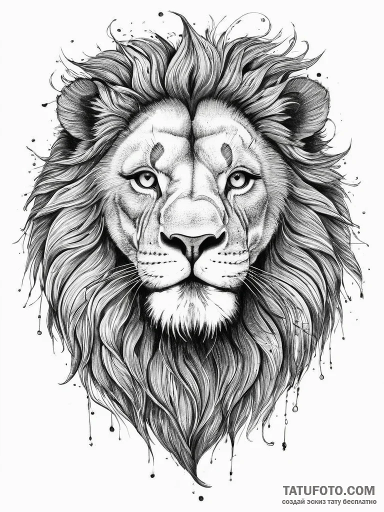 Tattoo sketch a powerful leo lion's face, roa... - эскиз тату (№1754401385_0, 05.08.2025 13:43) — Tatufoto.com