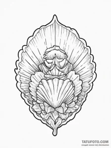 Shell, tattoo flash sheet design, on a clean... - эскиз тату (№1754401803_0, 05.08.2025 13:50) — Tatufoto.com