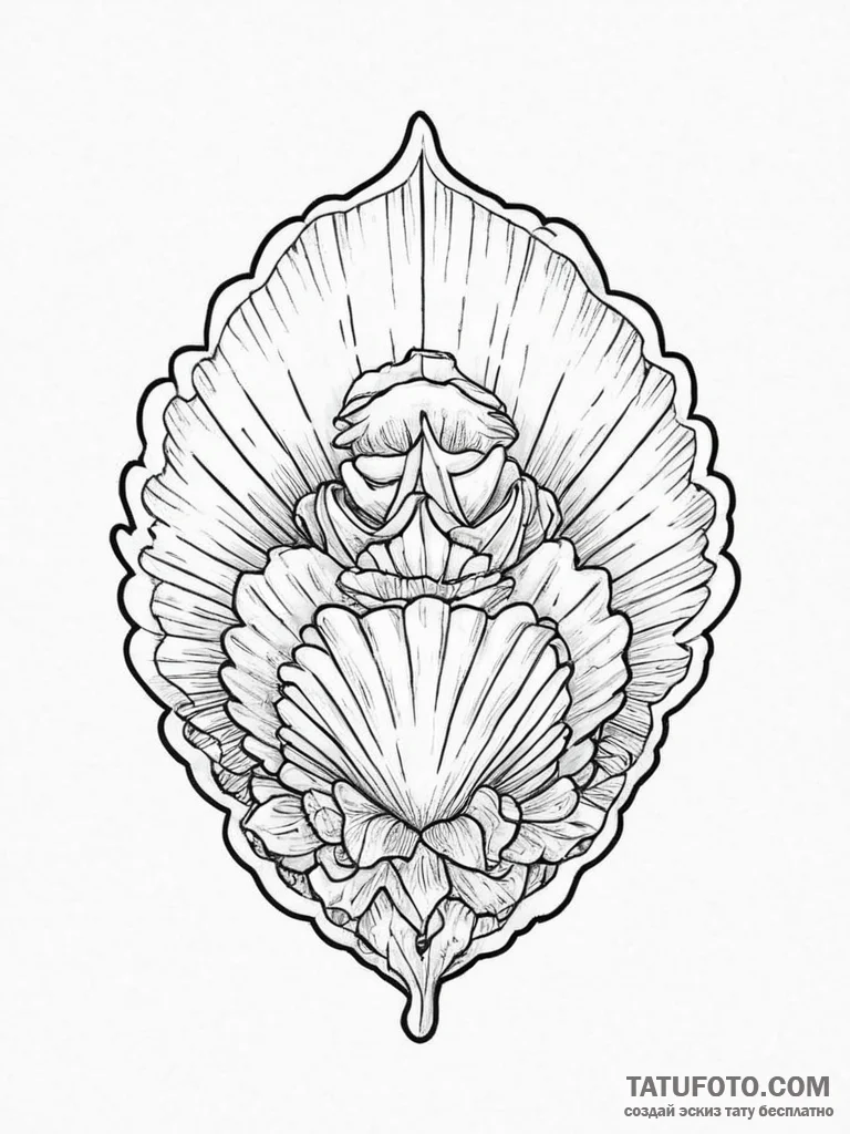 Shell, tattoo flash sheet design, on a clean... - эскиз тату (№1754401803_0, 05.08.2025 13:50) — Tatufoto.com