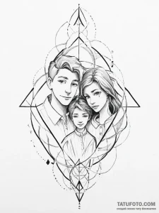 Tattoo design a simple, abstract "family port... - эскиз тату (№1754402606_0, 05.08.2025 14:03) — Tatufoto.com