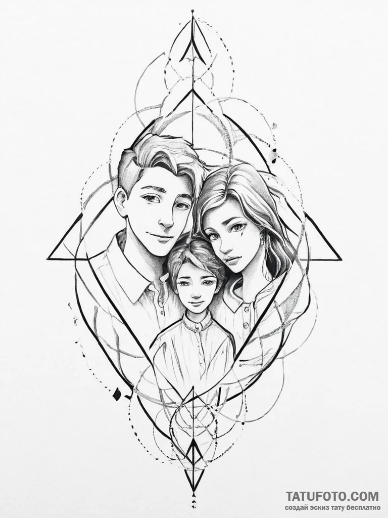 Tattoo design a simple, abstract "family port... - эскиз тату (№1754402606_0, 05.08.2025 14:03) — Tatufoto.com