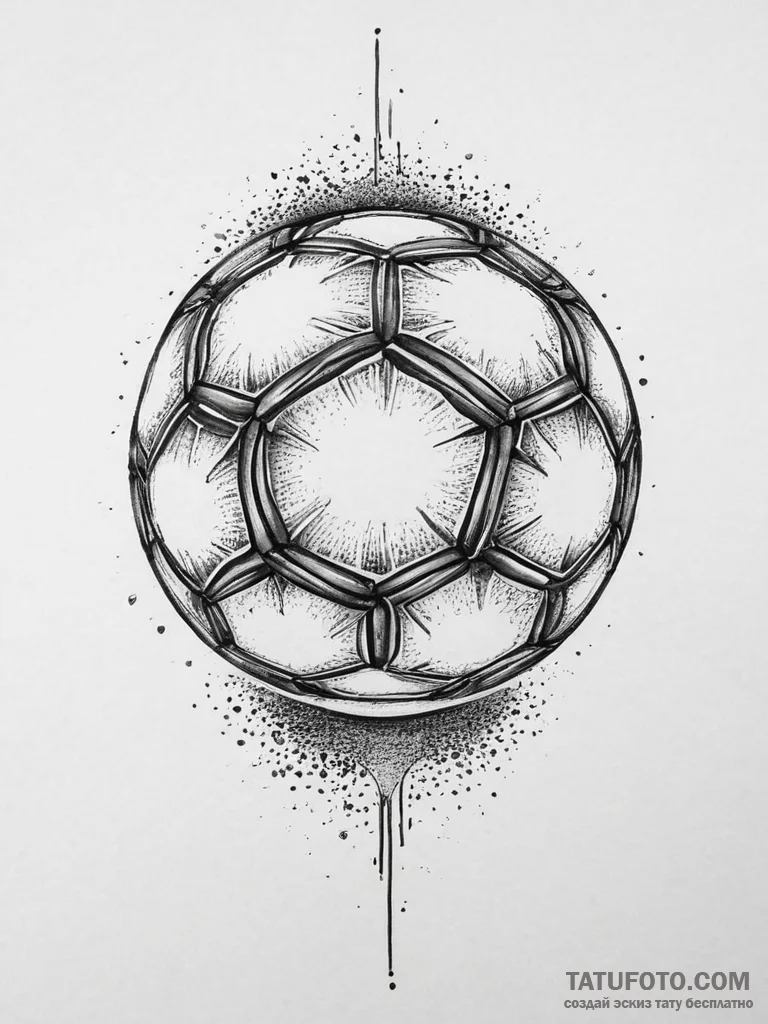 Soccer ball, concept art for tattoo, black an... - эскиз тату (№1754403640_0, 05.08.2025 14:20) — Tatufoto.com