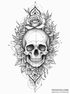 An old, leather-bound grimoire, tattoo sketch... - эскиз тату (№1754404892_0, 05.08.2025 14:41) — Tatufoto.com