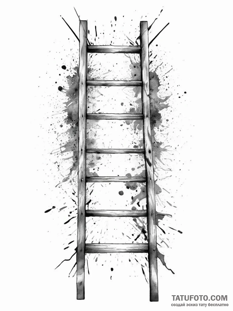 Ladder, tattoo drawing outline, on a clean wh... - эскиз тату (№1754405926_0, 05.08.2025 14:58) — Tatufoto.com