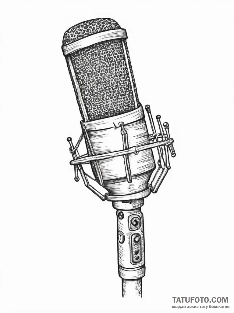 Tattoo sketch a desktop microphone with a pop... - эскиз тату (№1754406122_0, 05.08.2025 15:02) — Tatufoto.com