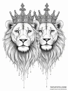 Tattoo design a pair of lion's or lioness's h... - эскиз тату (№1754406755_0, 05.08.2025 15:12) — Tatufoto.com