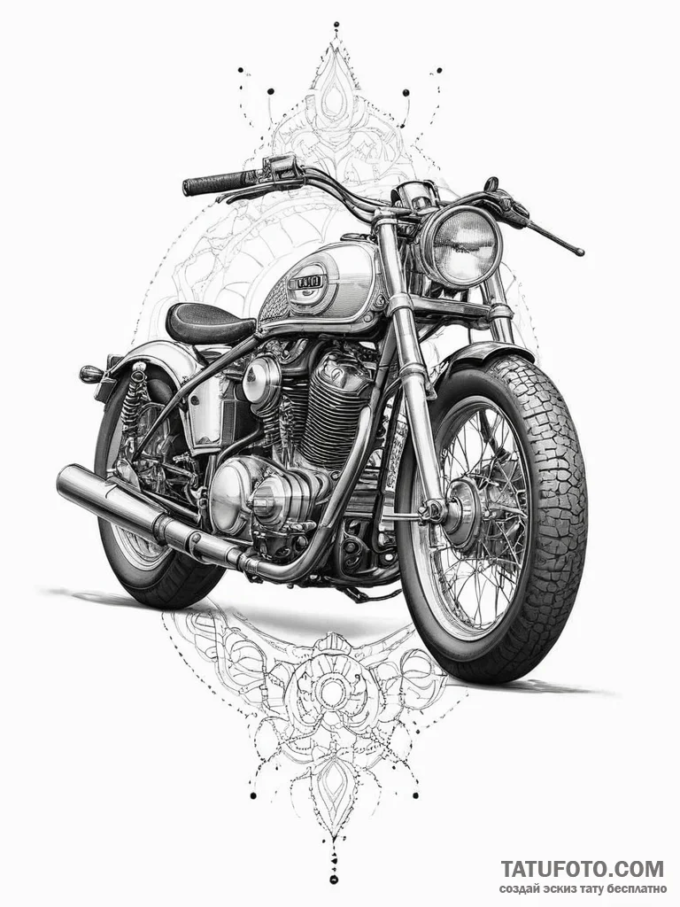 A close-up shot of the intricate engine of a... - эскиз тату (№1754409423_0, 05.08.2025 15:57) — Tatufoto.com