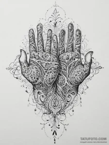 Tattoo sketch a minimalist outline of two han... - эскиз тату (№1754409622_0, 05.08.2025 16:00) — Tatufoto.com