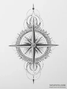 Tattoo design a compass pointing to an abstra... - эскиз тату (№1754412101_0, 05.08.2025 16:41) — Tatufoto.com