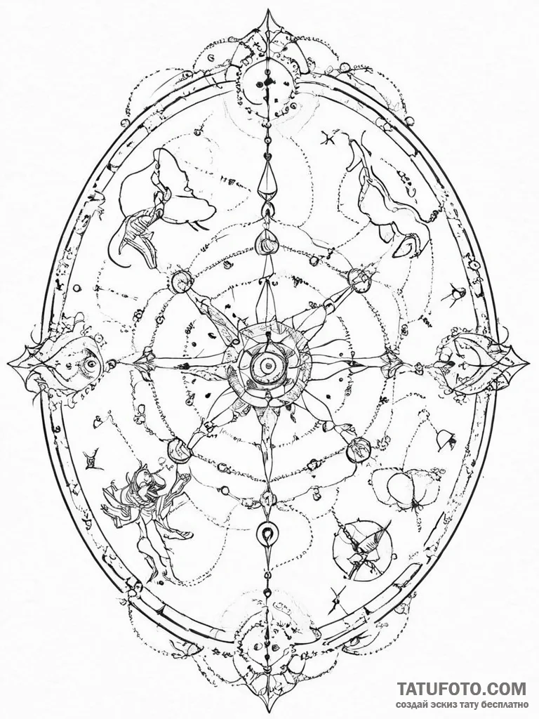 Tattoo sketch a zodiac constellation on an an... - эскиз тату (№1754412514_0, 05.08.2025 16:48) — Tatufoto.com
