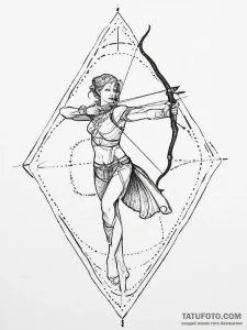 Tattoo sketch a sagittarius archer, minimalis... - эскиз тату (№1754412913_0, 05.08.2025 16:55) — Tatufoto.com