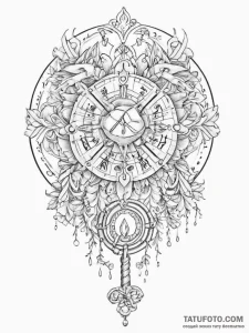 Tattoo sketch a zodiac symbol as a key to an... - эскиз тату (№1754413127_0, 05.08.2025 16:58) — Tatufoto.com