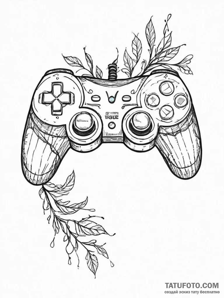 Tattoo sketch a gaming controller with wires... - эскиз тату (№1754413325_0, 05.08.2025 17:02) — Tatufoto.com