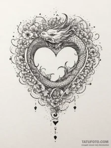 Tattoo design a music note forming a heart.,... - эскиз тату (№1754414144_0, 05.08.2025 17:15) — Tatufoto.com