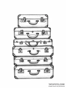 A stack of old, vintage suitcases. - эскиз тату (№1754414361_0, 05.08.2025 17:19) — Tatufoto.com