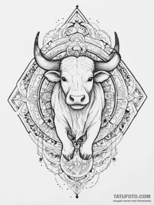 Tattoo design a taurus bull with the "hieroph... - эскиз тату (№1754414775_0, 05.08.2025 17:26) — Tatufoto.com