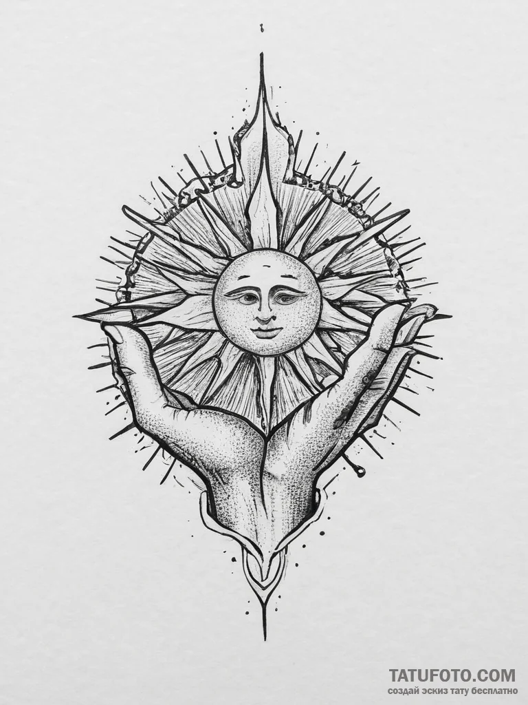 A tattoo design of the hand of god symbol, wi... - эскиз тату (№1754415389_0, 05.08.2025 17:36) — Tatufoto.com