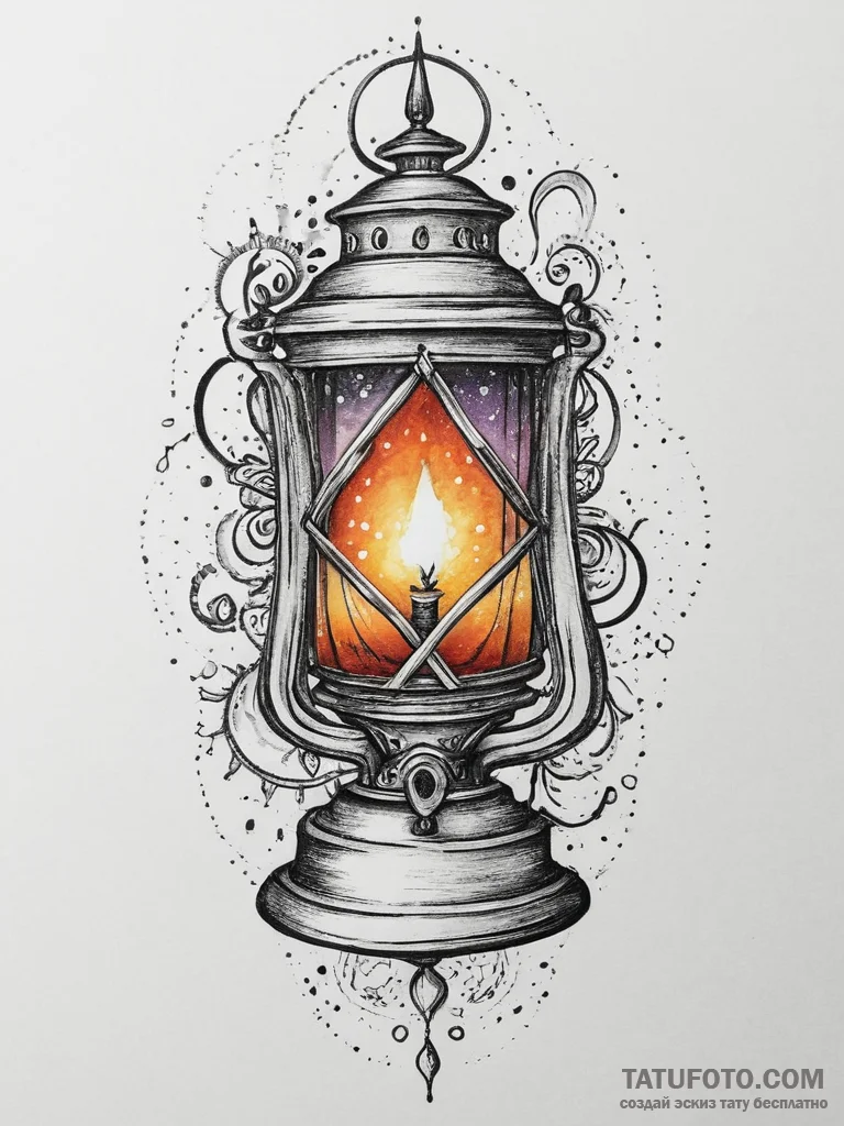 Tattoo design a neo-traditional lamp or lante... - эскиз тату (№1754415596_0, 05.08.2025 17:39) — Tatufoto.com