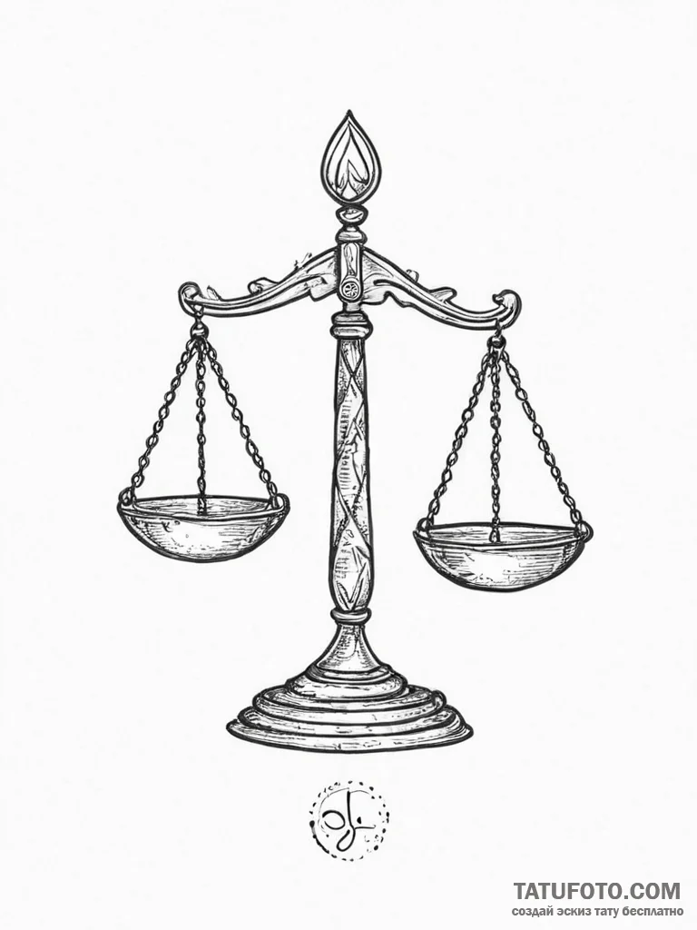 Tattoo sketch a balanced libra scale, perfect... - эскиз тату (№1754415804_0, 05.08.2025 17:43) — Tatufoto.com