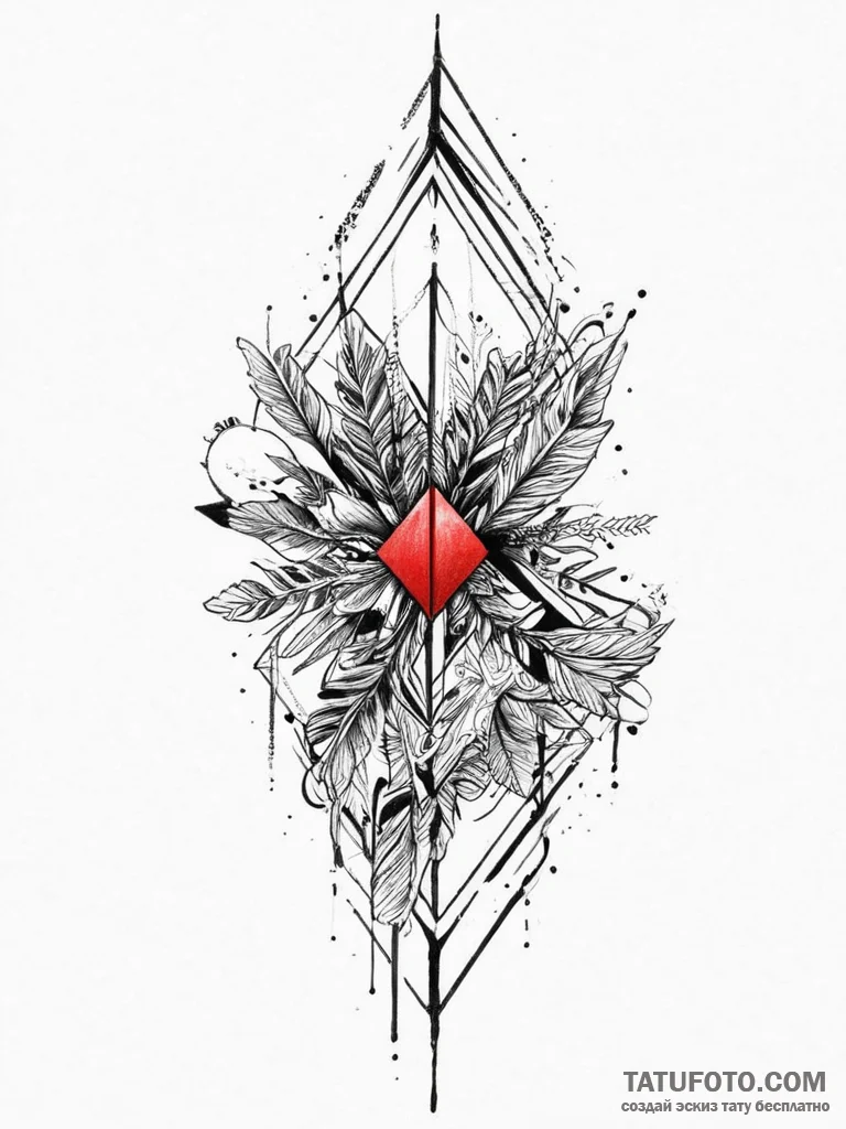 Tattoo sketch an abstract arrow design, sharp... - эскиз тату (№1754416008_0, 05.08.2025 17:46) — Tatufoto.com