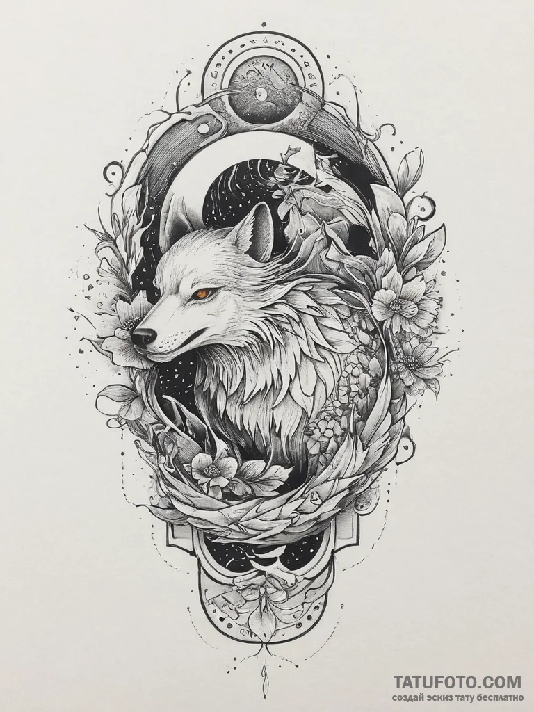 Tattoo design: a wolf or crow (associated wit... - эскиз тату (№1754417439_0, 05.08.2025 18:10) — Tatufoto.com