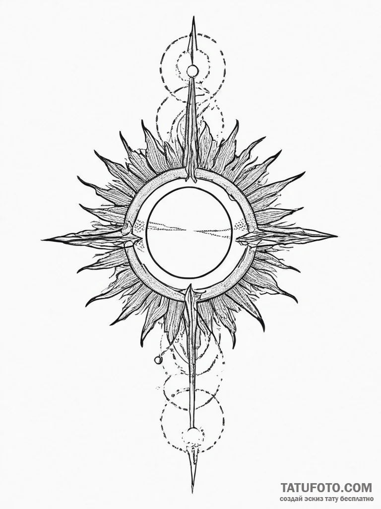 Black sun (symbol), ink illustration for tatt... - эскиз тату (№1754417844_0, 05.08.2025 18:17) — Tatufoto.com