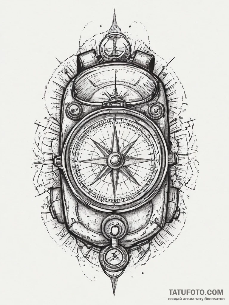 Tattoo sketch a set of adventurer's tools a b... - эскиз тату (№1754418047_0, 05.08.2025 18:20) — Tatufoto.com