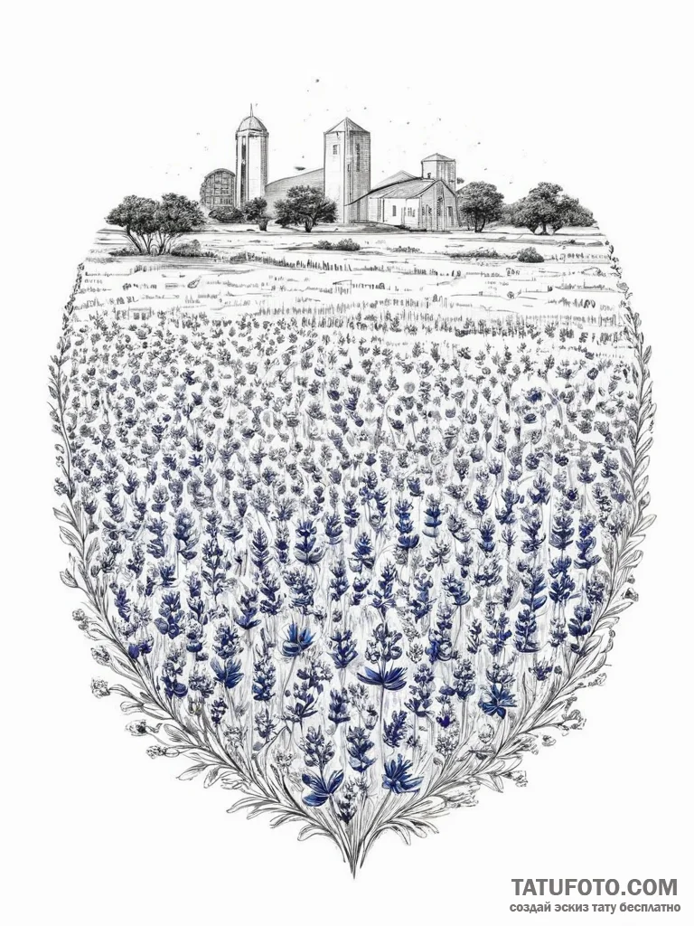 A field of bluebonnets in texas. - эскиз тату (№1754419678_0, 05.08.2025 18:47) — Tatufoto.com