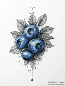 Blueberry, ink illustration for tattoo, vibra... - эскиз тату (№1754427430_0, 05.08.2025 20:57) — Tatufoto.com