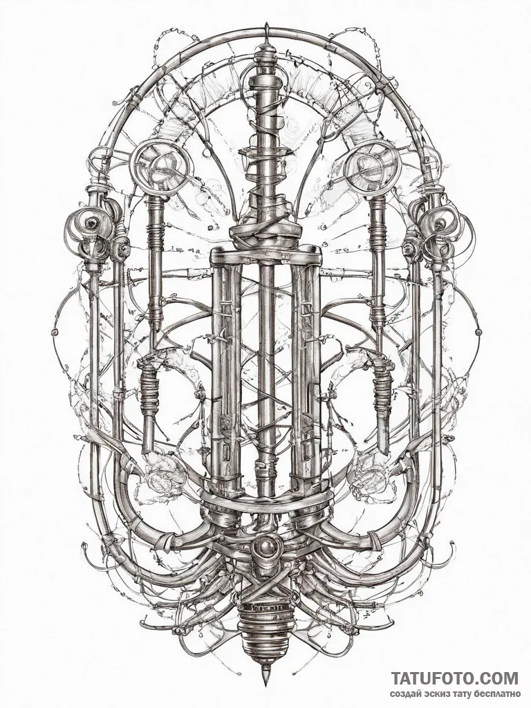 Tattoo design a futuristic laboratory with gl... - эскиз тату (№1754428408_0, 05.08.2025 21:13) — Tatufoto.com