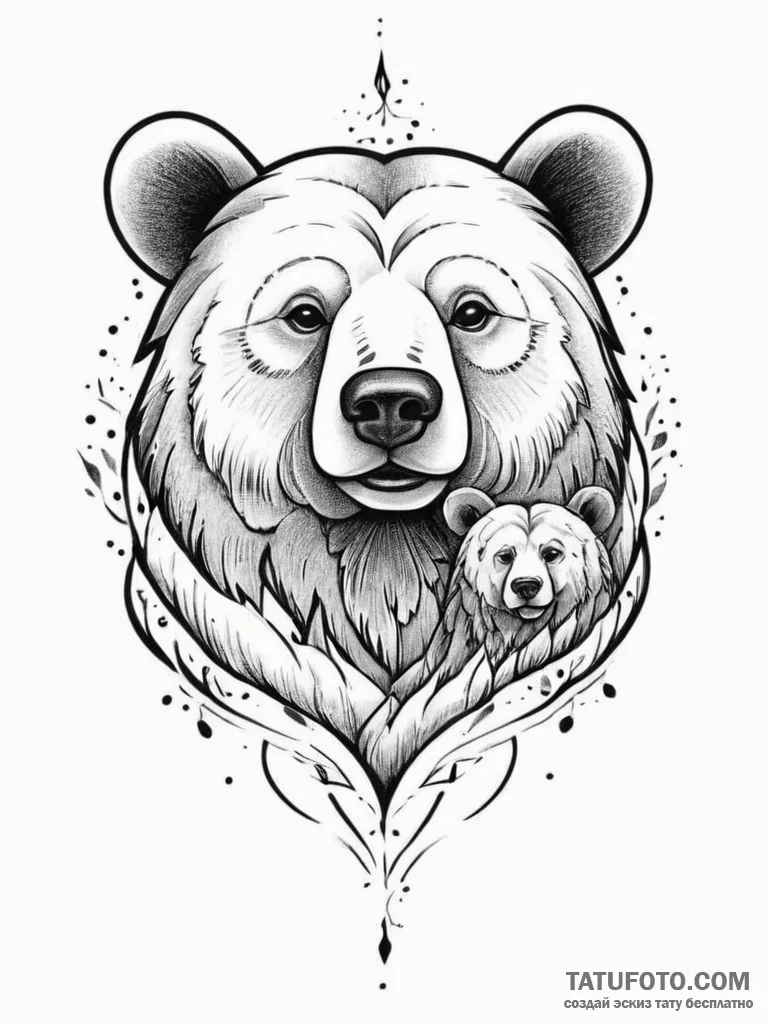 Tattoo sketch a "mama bear" or "papa bear" wi... - эскиз тату (№1754429200_0, 05.08.2025 21:26) — Tatufoto.com
