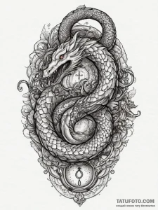 Jörmungandr (world serpent), ink illustration... - эскиз тату (№1754429595_0, 05.08.2025 21:33) — Tatufoto.com