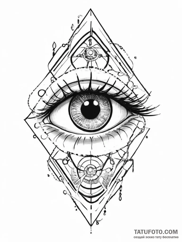 Cyborg eye, tattoo flash sheet design, on a c... - эскиз тату (№1754429997_0, 05.08.2025 21:39) — Tatufoto.com