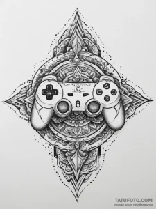Tattoo design a controller face button with a... - эскиз тату (№1754432363_0, 05.08.2025 22:19) — Tatufoto.com
