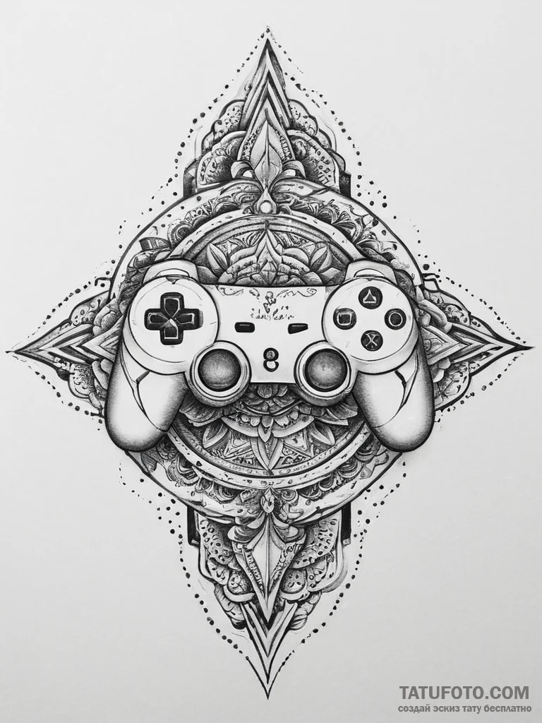 Tattoo design a controller face button with a... - эскиз тату (№1754432363_0, 05.08.2025 22:19) — Tatufoto.com