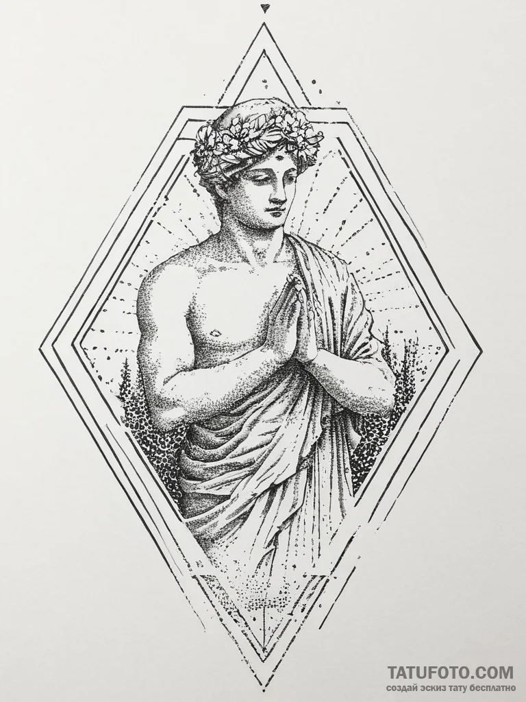 Statue, artistic tattoo sketch, dotwork tatto... - эскиз тату (№1754432772_0, 05.08.2025 22:26) — Tatufoto.com