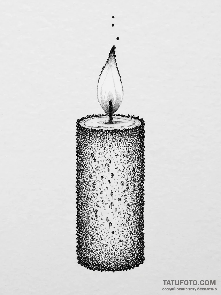 A close-up of a burning candle wick, the flam... - эскиз тату (№1754432973_0, 05.08.2025 22:29) — Tatufoto.com