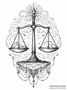Tattoo sketch libra's scales balanced by gent... - эскиз тату (№1754433379_0, 05.08.2025 22:36) — Tatufoto.com