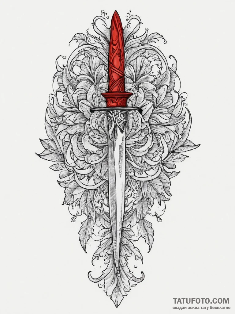 Knife, tattoo line art, soft whip shading, pe... - эскиз тату (№1754433990_0, 05.08.2025 22:46) — Tatufoto.com